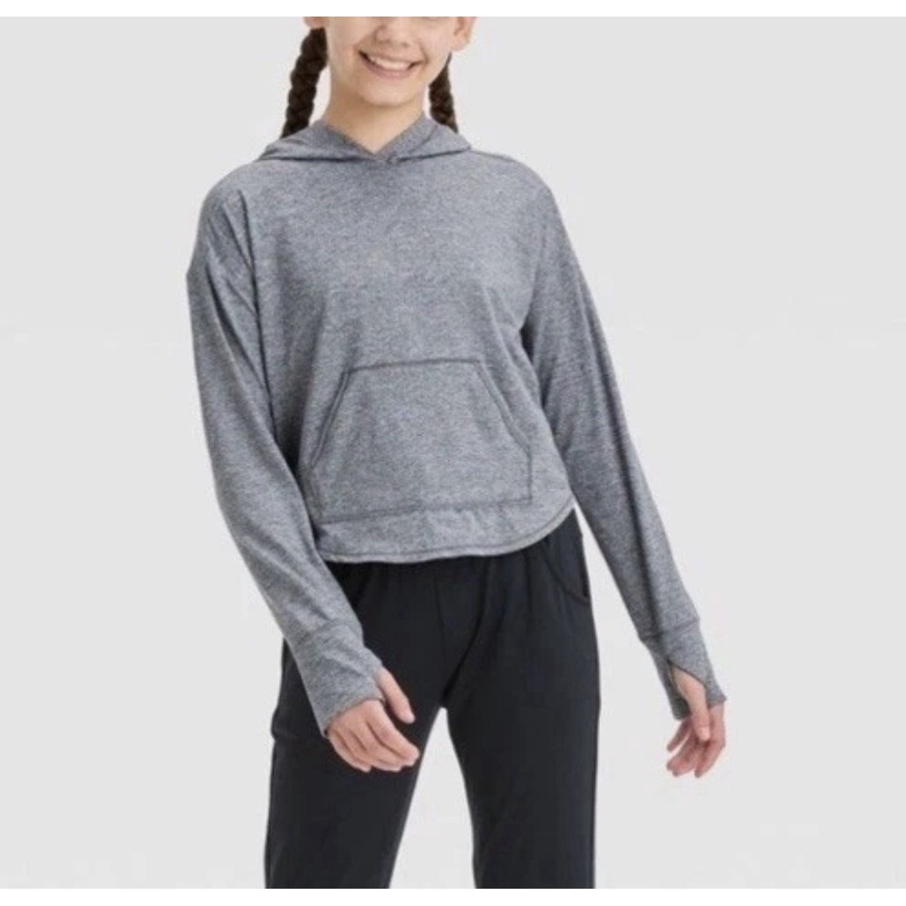 All In Motion Light Gray Pullover Hoodie Girls Small 6/7 NWT